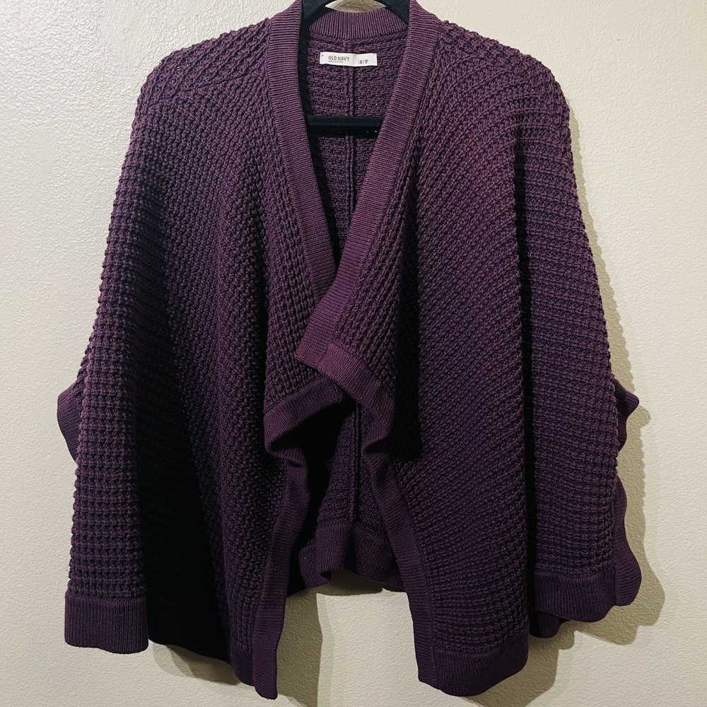 Old Navy Chunky Knit Poncho Wrap Shawl Plum Purple Women's Size‎ S ( Oversized)